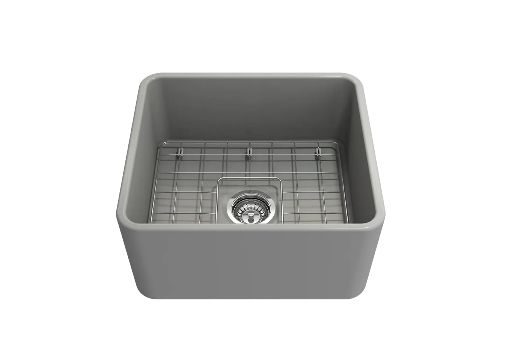 BOCCHI Classico 20" Fireclay Farmhouse Apron Single Bowl Kitchen Sink, Matte Gray, 1136-006-0120