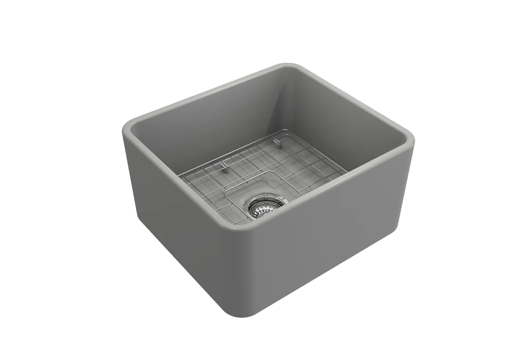 BOCCHI Classico 20" Fireclay Farmhouse Apron Single Bowl Kitchen Sink, Matte Gray, 1136-006-0120