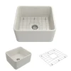 BOCCHI Classico 20" Fireclay Farmhouse Apron Single Bowl Kitchen Sink, Biscuit, 1136-014-0120
