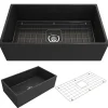 BOCCHI Contempo 33" Fireclay Farmhouse Apron Single Bowl Kitchen Sink, Matte Dark Gray, 1352-020-0120