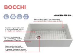 BOCCHI Contempo 36" Fireclay Farmhouse Apron Single Bowl Kitchen Sink, Matte White, 1354-002-0120