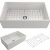 BOCCHI Contempo 33" Fireclay Farmhouse Kitchen Sink, White, 1352-001-0120