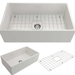 BOCCHI Contempo 33" Fireclay Farmhouse Kitchen Sink, White, 1352-001-0120
