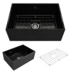 BOCCHI Contempo 27" Fireclay Farmhouse Apron Single Bowl Kitchen Sink, Black, 1356-005-0120