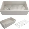 BOCCHI Contempo 36" Fireclay Farmhouse Apron Single Bowl Kitchen Sink, Biscuit, 1354-014-0120