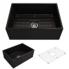 BOCCHI Contempo 27" Fireclay Farmhouse Apron Single Bowl Kitchen Sink, Matte Black, 1356-004-0120