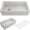 BOCCHI Contempo 36" Fireclay Farmhouse Apron Single Bowl Kitchen Sink, White, 1354-001-0120