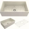 BOCCHI Contempo 33" Fireclay Farmhouse Apron Single Bowl Kitchen Sink, Biscuit, 1352-014-0120