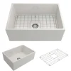 BOCCHI Contempo 27" Fireclay Farmhouse Apron Single Bowl Kitchen Sink, White, 1356-001-0120