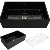 BOCCHI Contempo 33" Fireclay Farmhouse Apron Single Bowl Kitchen Sink, Black, 1352-005-0120