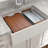 BOCCHI Contempo 27" Fireclay Workstation Farmhouse Sink Kit with Accessories, White, 1628-001-0120