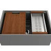 BOCCHI Contempo 27" Fireclay Workstation Farmhouse Sink Kit with Accessories, Matte Gray, 1628-006-0120