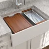 BOCCHI Contempo 27" Fireclay Workstation Farmhouse Sink Kit with Accessories, Matte White, 1628-002-0120