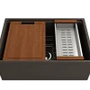 BOCCHI Contempo 27" Fireclay Workstation Farmhouse Sink Kit with Accessories, Matte Brown, 1628-025-0120