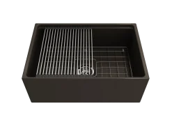 BOCCHI Contempo 27" Fireclay Workstation Farmhouse Sink Kit with Accessories, Matte Brown, 1628-025-0120