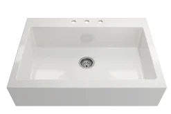 BOCCHI Nuova 34" Fireclay Farmhouse Sink Kit with Accessories, White, 1500-001-KIT1