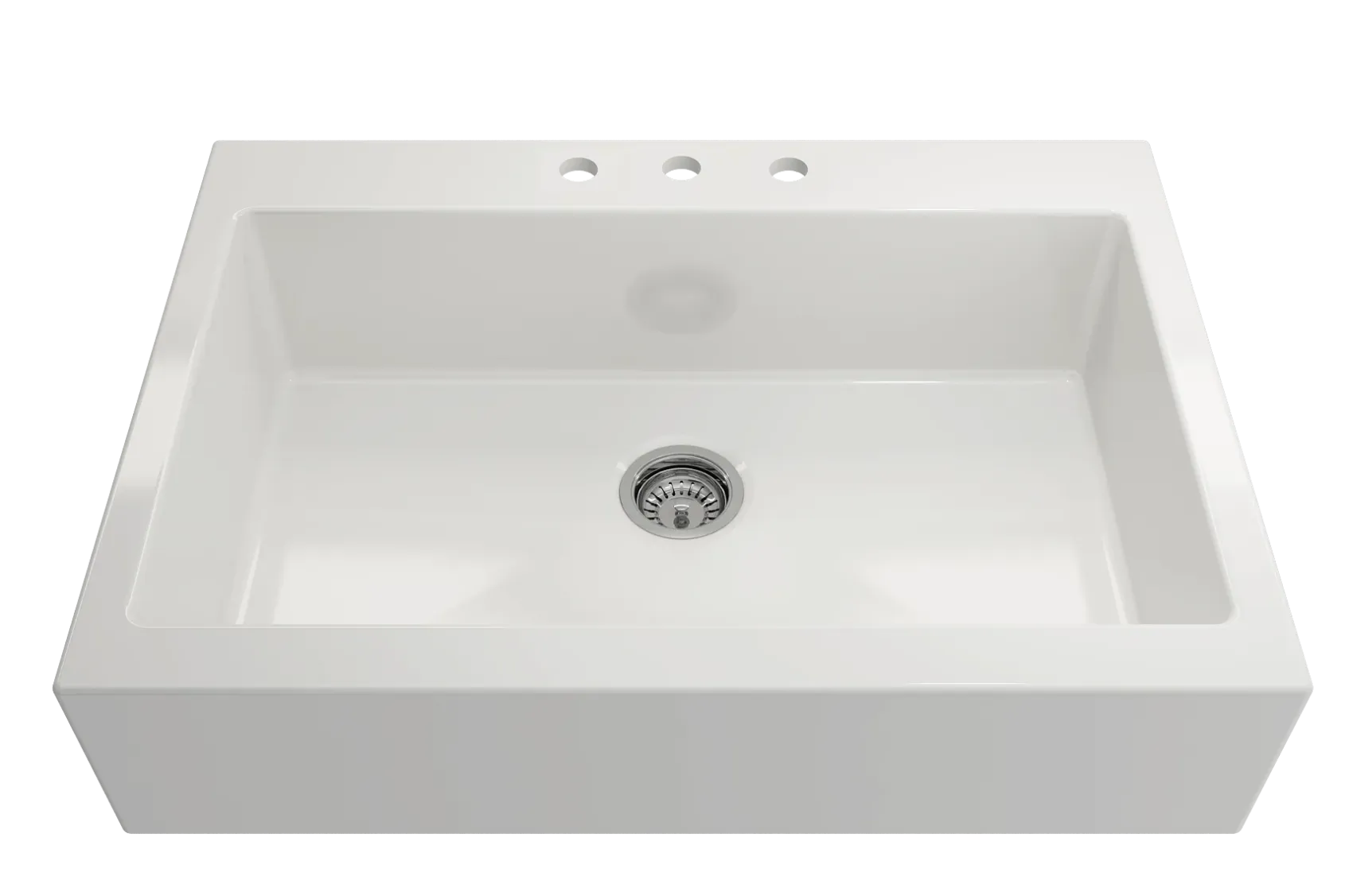 BOCCHI Nuova 34" Fireclay Farmhouse Sink Kit with Accessories, White, 1500-001-KIT1