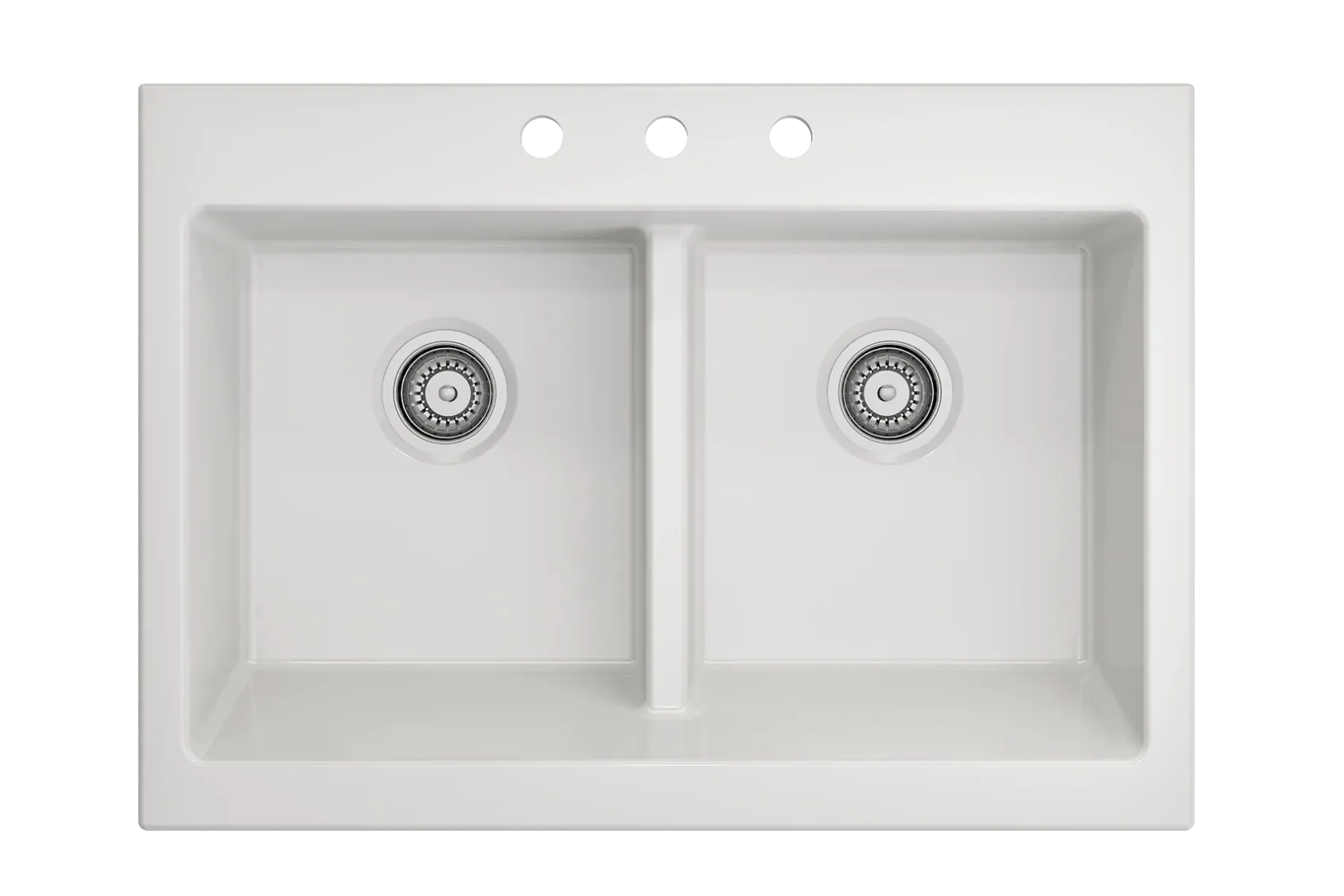 BOCCHI Nuova 34" Fireclay Retrofit Drop-In Farmhouse Sink with Accessories, 50/50 Double Bowl, White, 1501-001-0127