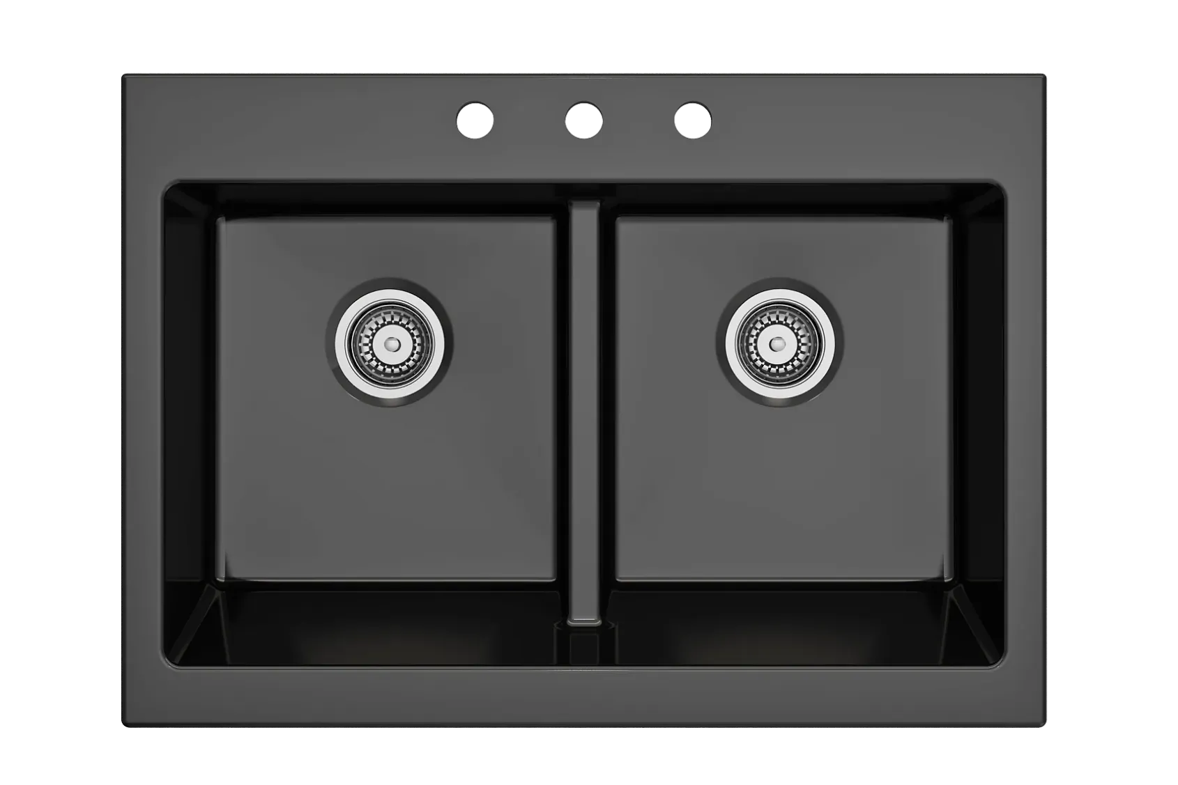 BOCCHI Nuova 34" Fireclay Retrofit Drop-In Farmhouse Sink with Accessories, 50/50 Double Bowl, Black, 1501-005-0127