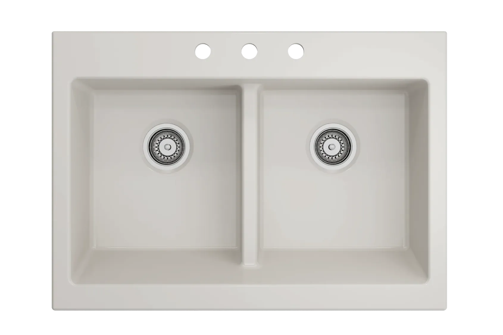 BOCCHI Nuova 34" Fireclay Retrofit Drop-In Farmhouse Sink with Accessories, 50/50 Double Bowl, Biscuit, 1501-014-0127