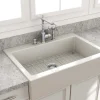 BOCCHI Nuova 34" Fireclay Retrofit Drop-In Farmhouse Sink with Accessories, Biscuit, 1500-014-0127