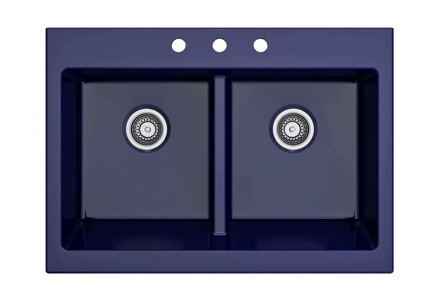BOCCHI Nuova 34" Fireclay Retrofit Drop-In Farmhouse Sink with Accessories, 50/50 Double Bowl, Sapphire Blue, 1501-010-0127