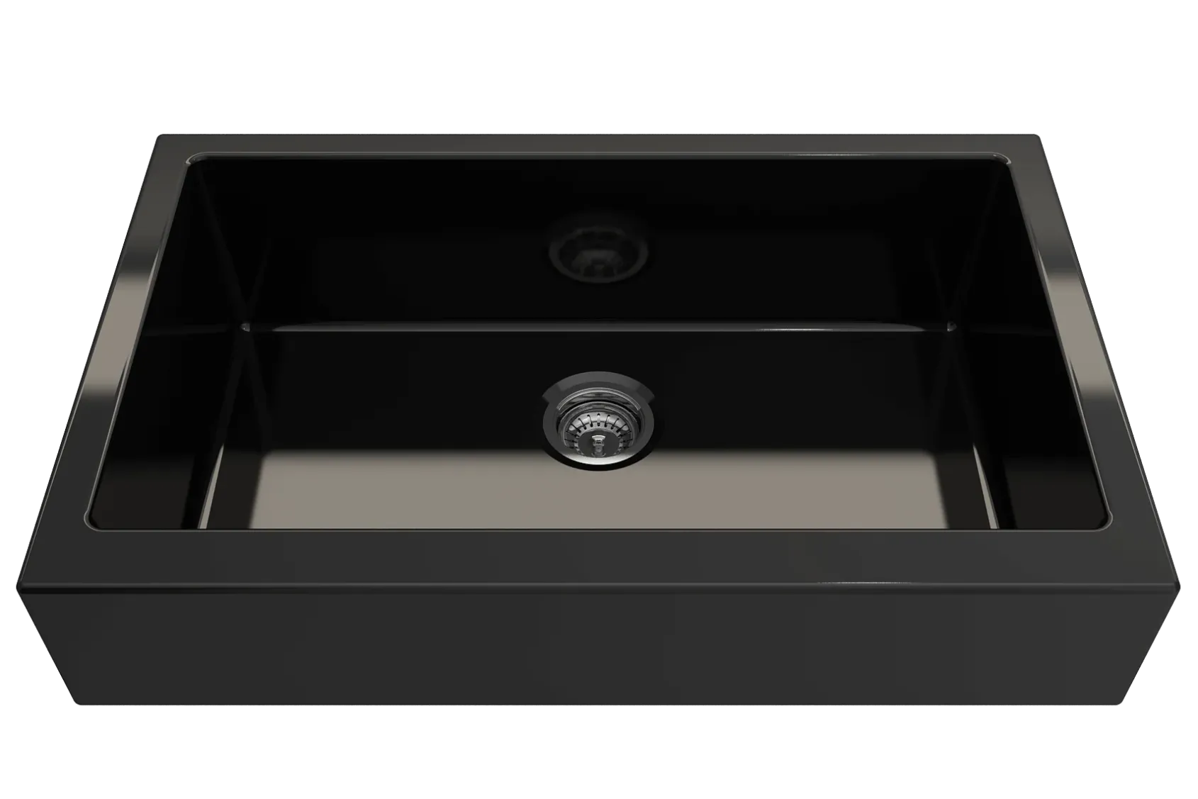 BOCCHI Nuova 34" Fireclay Retrofit Farmhouse Sink with Accessories, Black, 1551-005-0120