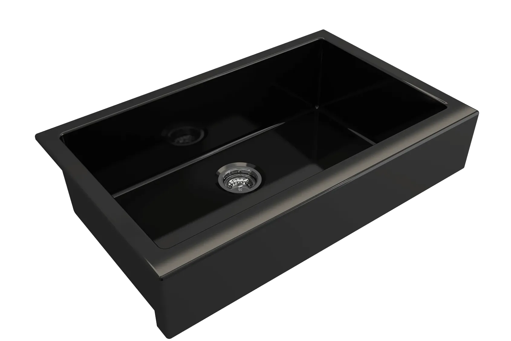 BOCCHI Nuova 34" Fireclay Retrofit Farmhouse Sink with Accessories, Black, 1551-005-0120