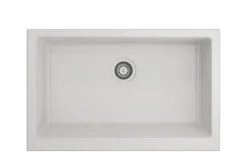 BOCCHI Nuova 34" Fireclay Retrofit Farmhouse Sink with Accessories, White, 1551-001-0120