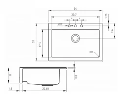BOCCHI Nuova 34" Fireclay Retrofit Drop-In Farmhouse Sink with Accessories, Matte Dark Gray, 1500-020-0127