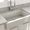 BOCCHI Nuova 34" Fireclay Retrofit Farmhouse Sink with Accessories, Biscuit, 1551-014-0120