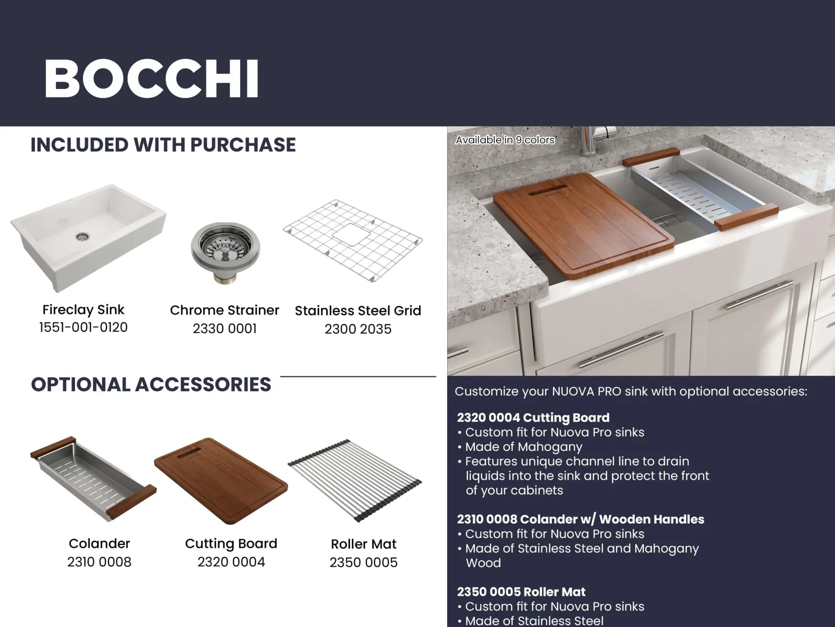 BOCCHI Nuova 34" Fireclay Retrofit Farmhouse Sink with Accessories, Biscuit, 1551-014-0120