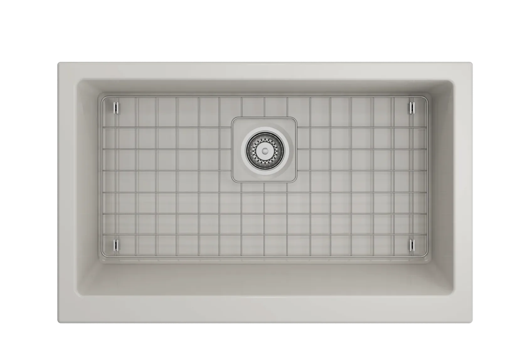 BOCCHI Nuova 34" Fireclay Retrofit Farmhouse Sink with Accessories, Biscuit, 1551-014-0120