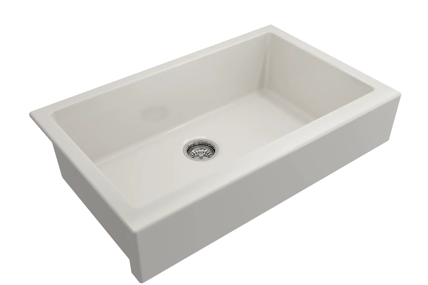BOCCHI Nuova 34" Fireclay Retrofit Farmhouse Sink with Accessories, Biscuit, 1551-014-0120