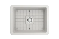 BOCCHI Sotto 24" Dual Mount Fireclay Kitchen Sink Kit with Accessories, White, 1627-001-0120