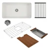BOCCHI Sotto 32" Dual Mount Fireclay Workstation Kitchen Sink Kit with Accessories, White, 1362-001-KIT1