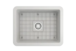BOCCHI Sotto 24" Dual Mount Fireclay Kitchen Sink Kit with Accessories, Matte White, 1627-002-0120