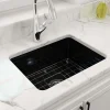 BOCCHI Sotto 24" Dual Mount Fireclay Kitchen Sink Kit with Accessories, Black, 1627-005-0120
