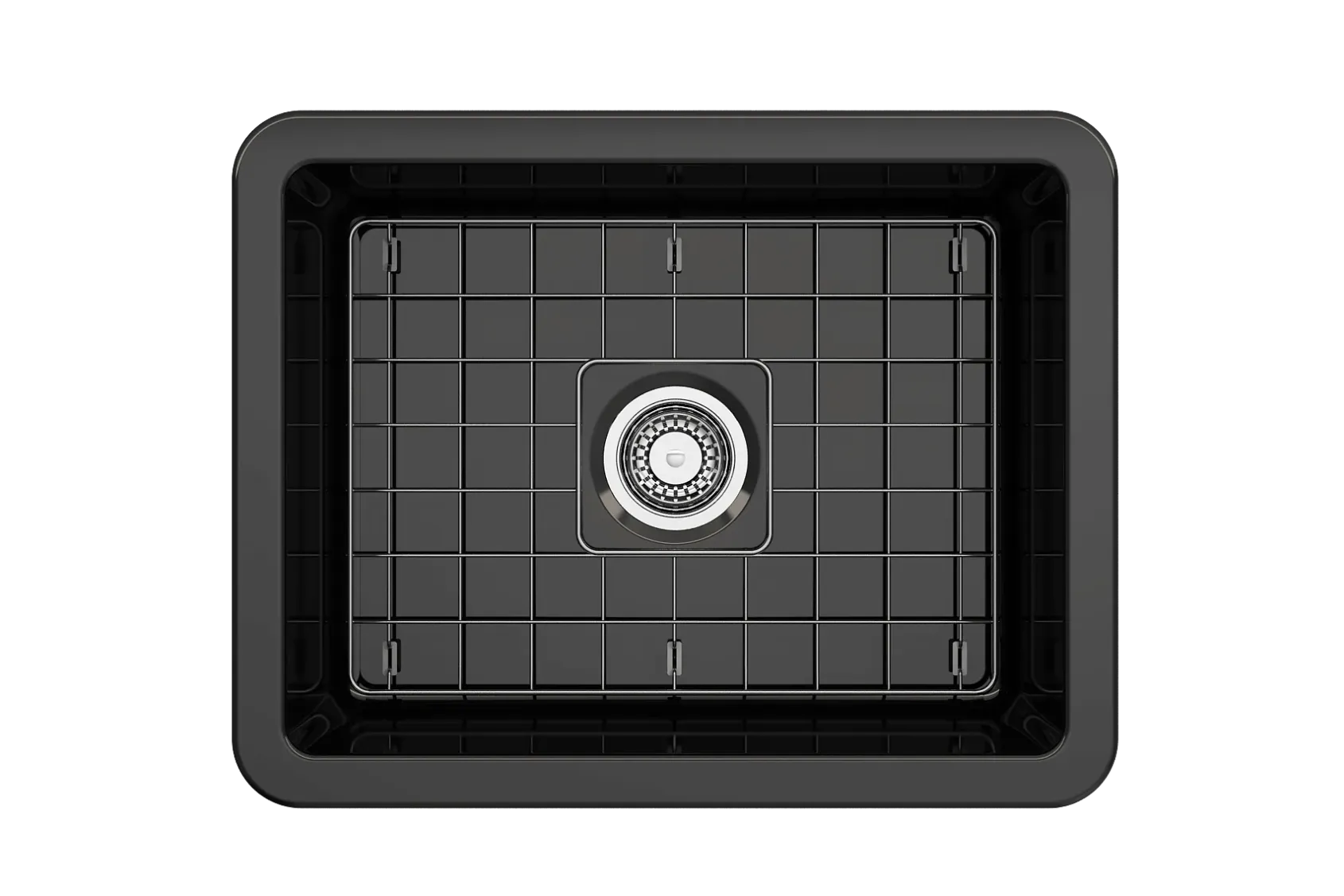 BOCCHI Sotto 24" Dual Mount Fireclay Kitchen Sink Kit with Accessories, Black, 1627-005-0120