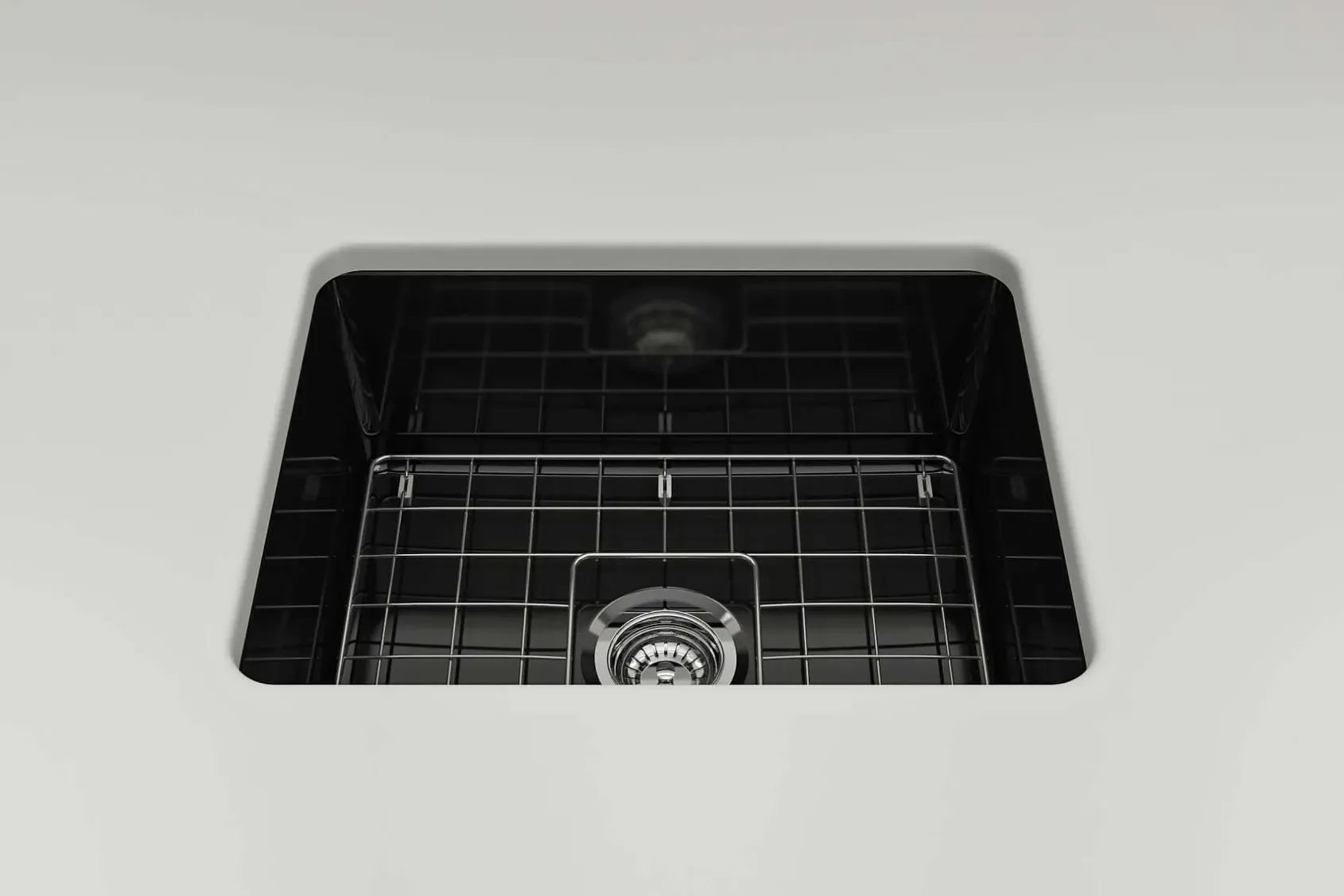 BOCCHI Sotto 24" Dual Mount Fireclay Kitchen Sink Kit with Accessories, Black, 1627-005-0120