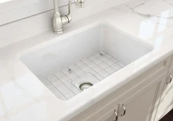 BOCCHI Sotto 27" Fireclay Dual Mount Single Bowl Kitchen Sink, White, 1360-001-0120
