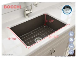 BOCCHI Sotto 27" Fireclay Dual Mount Single Bowl Kitchen Sink, Matte Brown, 1360-025-0120