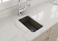 BOCCHI Sotto 12" Fireclay Undermount Single Bowl Bar Sink with Strainer, Matte Brown, 1358-025-0120