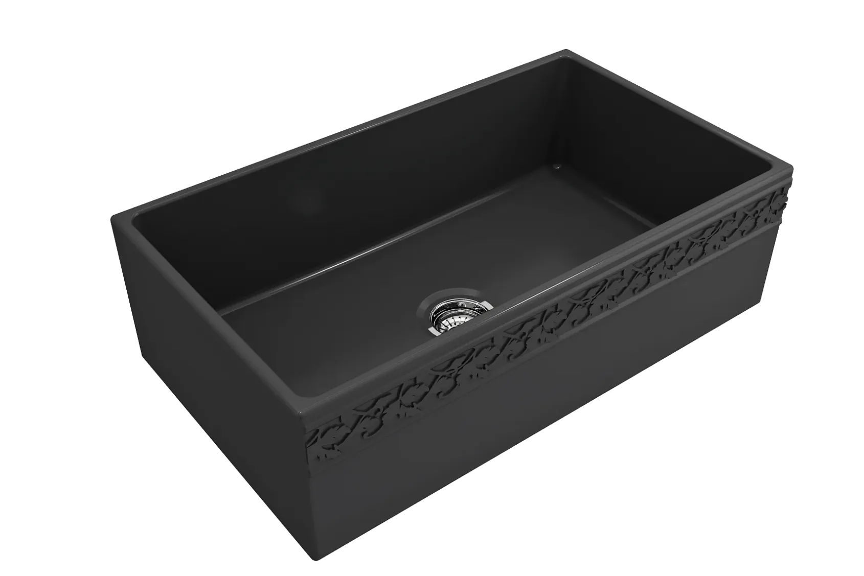 BOCCHI Vigneto 33" Fireclay Farmhouse Apron Single Bowl Kitchen Sink, Matte Dark Gray, 1353-020-0120