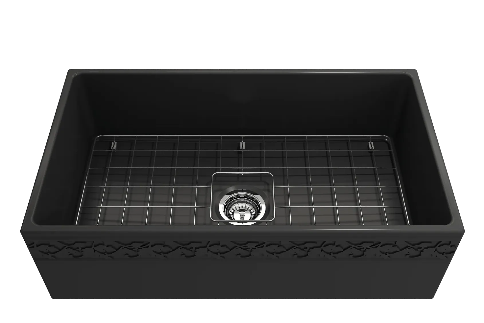 BOCCHI Vigneto 33" Fireclay Farmhouse Apron Single Bowl Kitchen Sink, Matte Dark Gray, 1353-020-0120