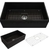 BOCCHI Vigneto 33" Fireclay Farmhouse Apron Single Bowl Kitchen Sink, Matte Black, 1353-004-0120