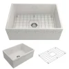 BOCCHI Vigneto 27" Fireclay Farmhouse Apron Single Bowl Kitchen Sink, White, 1357-001-0120