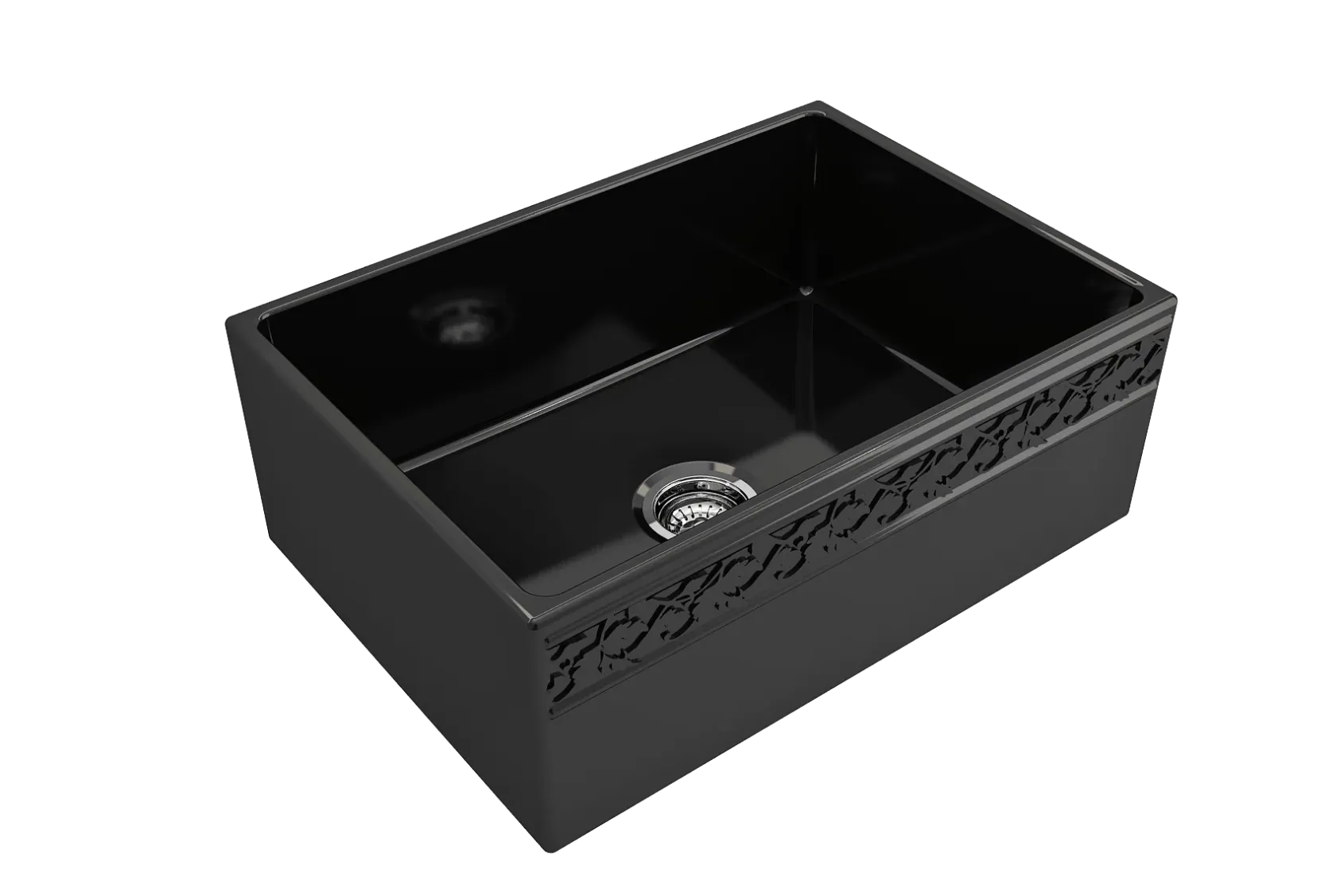 BOCCHI Vigneto 27" Fireclay Farmhouse Apron Single Bowl Kitchen Sink, Black, 1357-005-0120