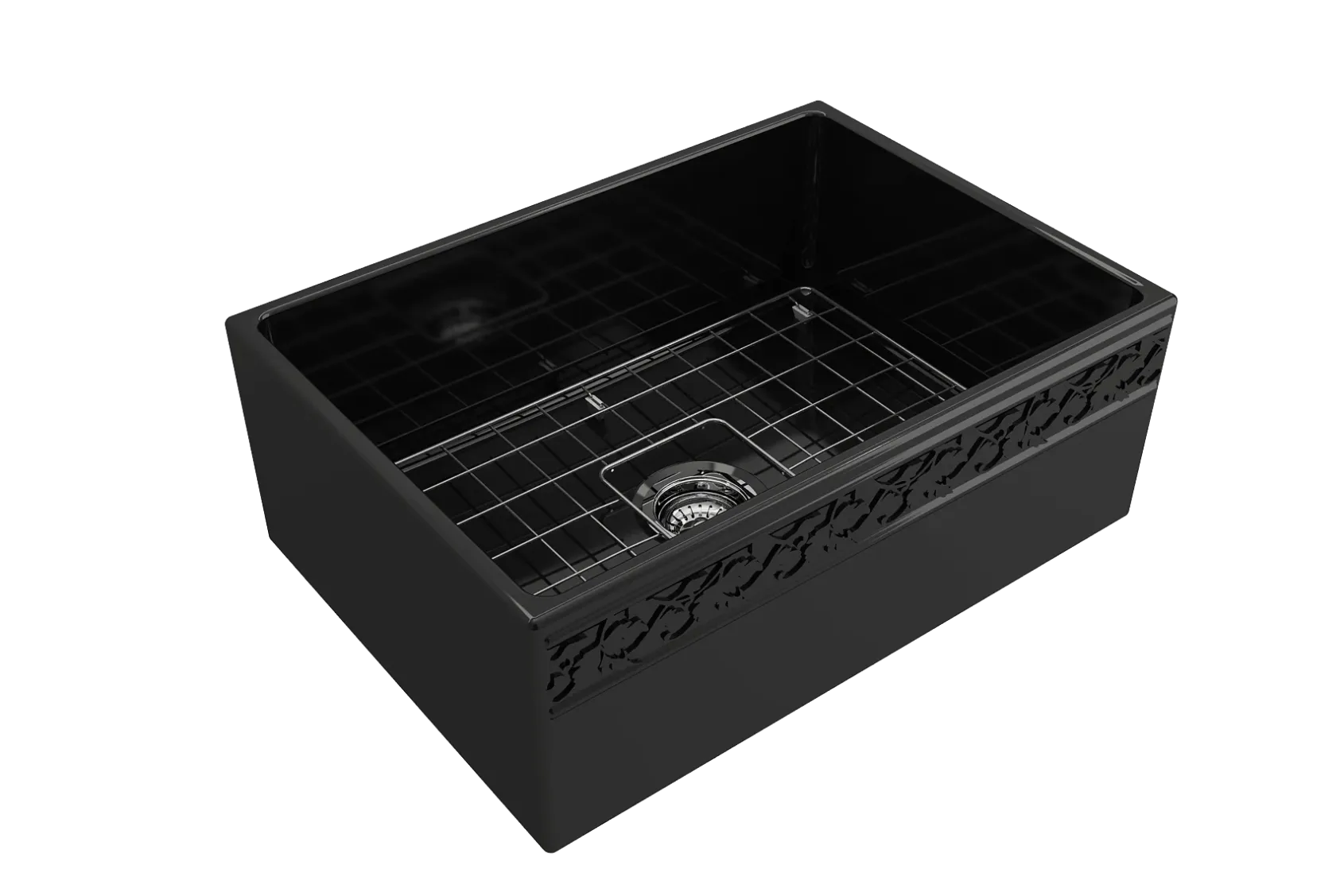 BOCCHI Vigneto 27" Fireclay Farmhouse Apron Single Bowl Kitchen Sink, Black, 1357-005-0120