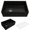 BOCCHI Vigneto 30" Fireclay Farmhouse Apron Single Bowl Kitchen Sink, Matte Black, 1347-004-0120